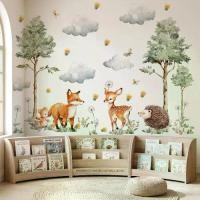 ราคา Cartoon Brown Bear & Fox Forest Animal Self-Adhesive Wall Stickers - Removable & Waterproof PVC Material, Cute Woodland Creature Design, Ideal for Living Room, Bedroom & Kinderga (1734834231640491677)