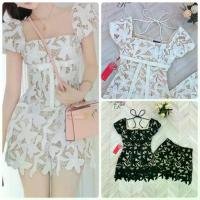 ราคา Widelia@Real Set เสื้อคอเหลี่ยม+ขาสั้นลูกไม้ (1734478891626693722)