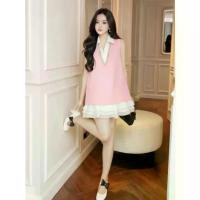ราคา เดรสทรงปล่อย แขนกุด คอวี ปกขาว เพชรรอบคอ (widelia@real) (1734625150360716349)