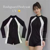 ราคา ชุดว่ายน้ำบอดี้สูทผู้หญิง แขนยาว กันแดด กันยูวี ชุดว่ายน้ำชิ้นเดียวแขนยาวสีดำ M-2XL (1735134901485405341)