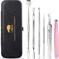 ราคา Litbear 6 Pcs Blackhead Remover Tools,Pimple Popper Tool Kit,Blackhead Pimple Comedones Extractor,Acne Tools Extractor kit, Scraper for Face Nose Deep Cleansing with Leather Case (1734718448405218428)