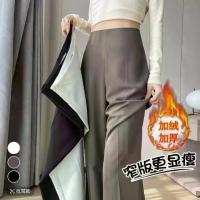 ราคา High-waisted suit pants with side zipper for women, spring and autumn style, narrow wide-leg pants, garden style, hip-lifting design, trendy casual straight pants. (1733909222707726050)