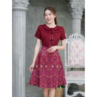 ราคา 730ชุดเดรสลายไทยแต่งลูกไม้ลายสวยมาก (1729558926379420315)