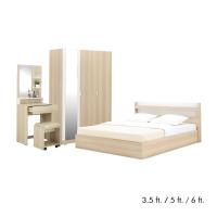 ราคา FURINBOX ชุดห้องนอน รุ่นแชมป์ (เตียง, ตู้เสื้อผ้า 3 บาน พร้อมกระจก, โต๊ะเครื่องแป้งพร้อมสตูล) - สีไลท์วู้ด/ขาว (1729645809408051256)
