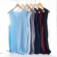ราคา มีให้เลือกหลายสีและ 7 ขนาด ผ้าฝ้ายไหมน้ำแข็งไร้ตะเข็บ เสื้อกล้ามไหล่กว้างคอวีแขนกุดเสื้อยืดเข้ารูปพอดี (1730055554559740443)