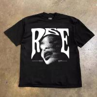 ราคา JLMMM American retro Style T-shirt Oversize Distorted portrait print| Kaos Wanita Hitam | Metallica Kaos pria dan wanita (1731554314512009887)