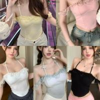 ราคา B-279เสื้อสายเดี่ยว แต่งขอบลูกไม้ปาดไหล่ มีฟองน้ำในตัว 5 สี (1731762585905498389)