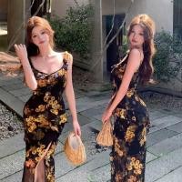 ราคา เดรสยาวลายดอก ผ่าข้างเหมาะรูปร่างลูกแพร์ (1731597969516299441)