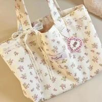 ราคา กระเป๋าโท้ทพิมพ์ลาย ความจุมาก วัสดุผ้าใบใหม่ มีโบว์ลูกไม้ กระเป๋าสะพายไหล่ กระเป๋าเก็บของหวาน กระเป๋าถือ (1730237009389652788)