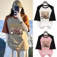 ราคา เสื้อยืดสวยๆผู้หญิงฤดูร้อนใหม่ สตรีทสีทูโทนม้าก oversize เสื้อผ้าสาวอวบน่ารักๆ เสื้อโอเวอร์ไซส์ที่กําลังฮิต ลายการ์ตูน (1731032844415830346)