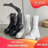 ราคา รองเท้าบูทมาร์ติน สไตล์คลาสสิค พื้นหนา 6 ซม. รองเท้าบูทสูง ซิปข้าง รองเท้าบูทกลางแขน สำหรับผู้หญิง JINxCHOY รองเท้าบูท SS24 (1729668303539374578)