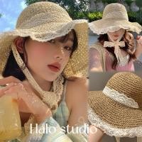ราคา Halo studio พร้อมส่ง หมวกชายหาด หมวกฟางผู้หญิง ด้วยดีไซน์ลูกไม้ ปีกหมวกกว้าง (1731660478978624404)