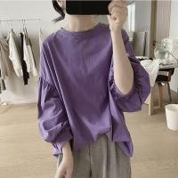 ราคา เสื้อยืดแขนยาวผู้หญิงสไตล์เกาหลี oversize เสื้อผ้าสาวอวบน่ารักๆ ลำลองทรงหลวม เสื้อยืดแขนบอลลูนแฟชั่นมาใหม่สวยๆ สีพื้น (1731614146668103718)