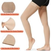 ราคา ถุงน่องบีบอัดสูงต้นขาเปิดนิ้วเท้า 1 คู่ ใหม่และมั่นคง 20-30 mmHg พร้อมสายซิลิโคน เหมาะสำหรับเส้นเลือดขอด ถุงน่องแรงดันผสมเกรดสูง สำหรับผู้หญิง Clothing Women (1730349222386633131)