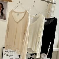 ราคา 77UNI เสื้อสลาฟ 9013 คอวีใหญ่ ทรงหลวม เสื้อผ้าสาวอวบ เสื้อผ้าใส่สบาย เสื้อคลุม ไม่ร้อน Clothing Women ผู้หญิง Tshirt สีกากี (1731762138092767901)