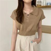 ราคา เสื้อครอปไหมพรม แขนกุด ผ้านิ่ม คอปกวี Y20 Clothing ผู้หญิง Women Lady (1729667717838179078)