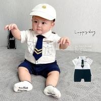 ราคา เด็กทารก บอดี้สูท แขนสั้น บาง ฤดูร้อน มาใหม่ สำหรับทารกอายุ 0-18 เดือน ชุดกัปตัน ชุดรอมเปอร์ (1729623415564765875)