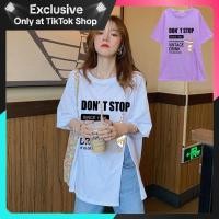 ราคา เสื้อยืดสวยๆผู้หญิงแขนสั้นแบบหลวม oversize เสื้อผ้าสาวอวบไซส์ใหญ่น่ารักๆ เสื้อโอเวอร์ไซส์สไตล์เกาหลี ลายตัวหนังสือแฟชั่น (1731233472451478874)