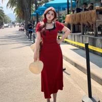 ราคา GBC ชุดเดรสแฟชั่นผู้หญิง เดรสยาวนุ่มรัดรูปแต่ง2ชิ้น สมอคหลัง เก็บเอว พรางหุ่น ขับผิวสว่างใส เดรสสาวสาวอวบ ชุดเดรสทรงซ้อเก็บพุง Clothing Dress (1731734751980849948)