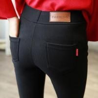 ราคา กางเกงสกินนี่ มีกระเป๋า 2 ข้างผ้านิ่มสีดำ เอวยางยืด K64 Lady Clothing (1731051088840723206)