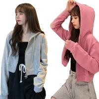 ราคา พร้อมส่ง เสื้อครอปแขนยาวมีซิ oversize เสื้อมีฮู้ดสีพื้น เสื้อผ้าวัยรุ่นน่ารัก เสื้อแฟชั่นผู้หญิงสไตล์เกาหลี เสื้อผ้าร่ม M-XXL Outfits Clothing (1729666773539981658)