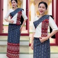 ราคา *ขายดี*ชุดผ้่าไทยภูไท ผ้าถุงฝ้ายทอลายแพรวา พร้อมสไบ (ผ้าทอ อัดกาวแล้ว)ผู้หญิง (1730671518569171401)