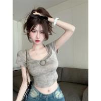 ราคา ทีเชิ้ตแขนสั้นคอเหลี่ยมลายไท-ไดสำหรับผู้หญิงสไตล์อเมริกันหวาน เย็น แซ่บ ดีไซน์ฤดูร้อน ทรงเข้ารูป (1732052710949684490)