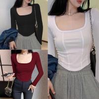 ราคา เสื้อครอปแขนยาว เเต่งขอบตัวยู ทรงสวยมากกกก ผู้หญิง Clothing Women Lady (1729993056737986737)