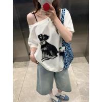 ราคา เสื้อยืดแขนสั้น เปิดไหล่ ทรงหลวม เสื้อยืด oversize สำหรับสาวอวบ สบาย ผ้านิ่มใส่ เสื้อยืดคอกว้างแขนสั้น สไตล์วินเทจ สำหรับฤดูร้อน เสื้อเกาหลี คอกลม พิมพ์ลายแขนสั้น (1731409583600272980)