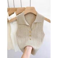 ราคา (พร้อมส่ง/ใหม่ รุ่น#M1948)เสื้อไหมพรมแขนกุดคอปกแต่งกระดุม สไตล์เกาหลีใส่สบายมาก (1731817644814076022)