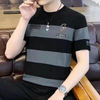 ราคา เสื้อยืดคอกลมแขนสั้นลายทาง เสื้อยืดผู้ชาย ลายเท่ๆ(มี4สี) เนื้อผ้าใส่สบาย รุ่นGFลายทาง (1729602924332091510)