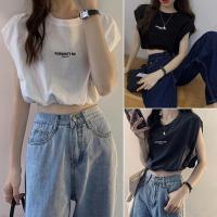 ราคา พร้อมส่ง️เสื้อครอปแขนกุด️ เสื้อผ้าวัยรุ่นน่ารัก เสื้อเอวลอยผู้หญิงแฟชั่น สไตล์เกาหลี️ เสื้อแขนกุดสไตล์วินเทจ พิมพ์ลาย ลำลอง สีดำ สีขาว Clothing Tshirt Outfits คอกลม (1729659744125815130)