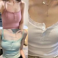 ราคา เสื้อสายเดี่ยวผ้ายืดนิ่ม ดีไซน์ทรงสวยเข้ารูปกระชับสัดส่วน แต่งสายลูกไม่เก๋ๆ Lady Clothing Women ผู้หญิง ลูกไม้ (1730670150275729485)