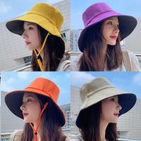 ราคา หมวกบักเก็ตสีพื้น หมวกปีกกว้าง ใส่ได้2ด้าน (มีเชือกแถมให้) (1729458596107815243)