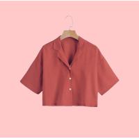 ราคา เสื้อเชิ้ตแขนสั้นครอปเอวลอย 7สี มินิมอลน่ารักมาก ผ้าไหมอิตาลีนุ่มพริ้วใส่สบาย ไซส์S-M-L-XL (1729618400827705785)
