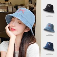 ราคา หมวกบักเก็ต ผ้ายีนส์ ปักโบว์ (มี 3 สี) BUCKET (1730327606630975819)