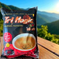 ราคา Tri Magic กาแฟทรีเมจิก ห่อใหญ่1ห่อ 50ซอง ราคา239บาท เกรดพรีเมี่ยม ไม่มีน้ำตาล แอลคานิทีน ไม่มีไขมันทรานส์ (1732149686707324431)