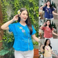 ราคา เสื้อผ้าฝ้าย เสื้อพื้นเมือง เสื้อผ้าฝ้ายผู้หญิง กระดุมกะลา ปักดอก งานปักมือ กระชับพอดี คอกลม ลายดอกไม้ สีขาว Women Clothing (1731851696039430262)
