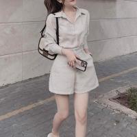 ราคา เซ็ตเสื้อคลุมสูท พร้อมกางเกงขาสั้น ฟรีไซส์ทรงสวย แนวเกาหลี Clothing Women ผู้หญิง Lady (1729836370478730141)