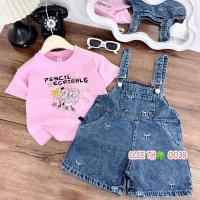 ราคา เสื้อผ้าเด็กผู้หญิง ชุดเอี๊ยมยีนส์กางเกงขาสั้น 2 สี (1732147659716658176)