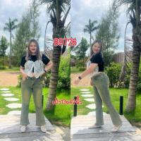 ราคา B9726กางเกงยีนส์ขาม้าเล็ก สีสนิม ผ้ายืดเอวสูง ผู้หญิง (1732101672118223954)