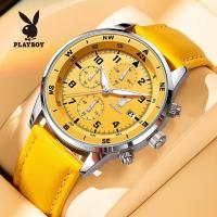 ราคา PLAYBOY นาฬิกาผู้ชาย กันน้ํา นาฬิกาผู้ชายสายหนัง นาฬิกากันน้ํา 100% สําหรับผู้ชาย นาฬิกาเรืองแสง นาฬิกาควอตซ์ ของขวัญวันเกิดผู้ชาย 3303 (1729745789089909415)