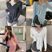 ราคา เสื้อยืดแขนยาวทรงหลวม oversize สไตล์เกาหลี เสื้อยืดแขนยาว ผู้หญิง Clothing Lady Women (1729941359502723773)