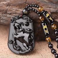 ราคา สร้อยคอผู้ชาย, Obsidian แก้วสีดำเลียนแบบ, จี้จักรราศีสิบสอง, สร้อยคอเครื่องประดับของขวัญ (1730488909656983736)