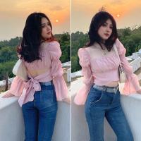 ราคา เสื้อครอปแขนยาวเปิดไหล่แขนยาว สวยสะดุดตา (1732013018043941965)
