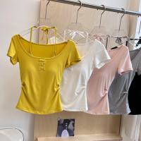 ราคา 77UNI เสื้อยืดแขนสั้นเสริมบราชั้นในมีสายคล้องคอฟองน้ำหนาทรงสวย T-Shirt 708 เสื้อยืด 2 ชั้น เสื้อเสริมบราฟองน้ำ เสื้อสลิมฟิต Clothing Women (1732091580403975837)