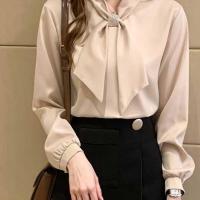ราคา "เสื้อเชิ้ตเเขนยาวเเฟชั่นสไตล์เกาหลี เสื้อเชิ้ตเเขนยาว ผ้าซาติน" ผู้หญิง Clothing Lady Women (1729839808684787889)