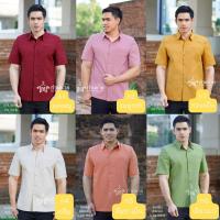 ราคา เสื้อซาฟารี สูทซาฟารี ผ้าไทย เสื้อทำงานผู้ชาย คอเชิ๊ต สีแดงเลือดหมู สีชมพูกะปิ สีทองขมิ้น สีครีม สีส้มชาเย็น สีเขียวแก่ (อัดผ้ากาว มีฟองน้ำเสริมไหล่) (1729601923201206425)