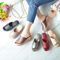 ราคา MC345-6 รองเท้าส้นพียูเย็บขอบสวมหน้าเต็มสูง2.5นิ้ว(เท้าอวบบานมากๆ+1ไซส์) (1729606979237480469)