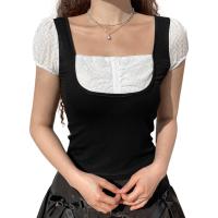 ราคา เสื้อยืดผู้หญิง ท็อปส์ซู แขนสั้น ดีไซน์คอเหลี่ยม เย็บสลิมฟิต ปลอมสองชิ้น นุ่ม เสื้อเชิ้ต (1730024551235947171)